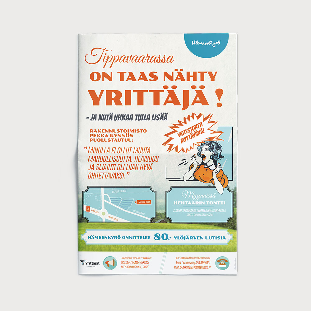 Kokosivun lehtimainos tonttimarkkinointiin