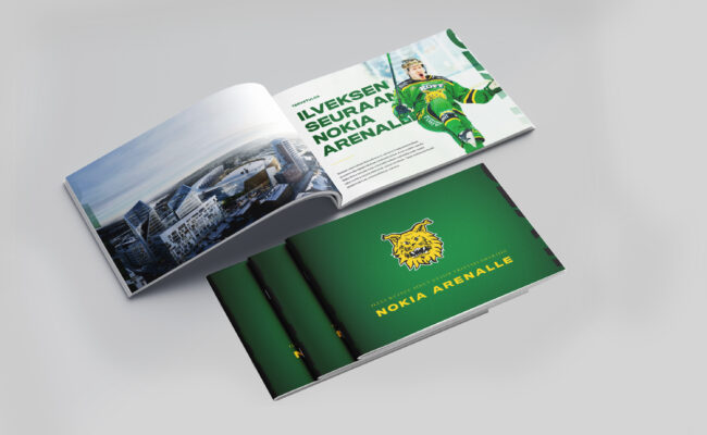 Nokia-areenan Ilves-esitteet visuaalinen ilme